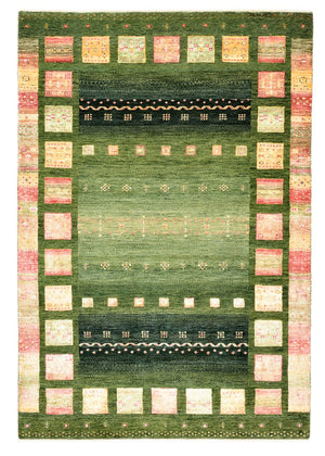 Alfombra Gabbeh - Loribaft Indus - 183 x 127 cm - verde