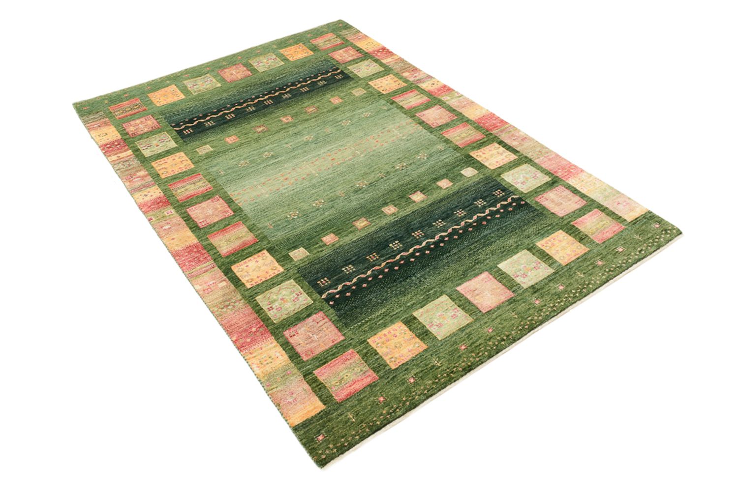 Alfombra Gabbeh - Loribaft Indus - 183 x 127 cm - verde