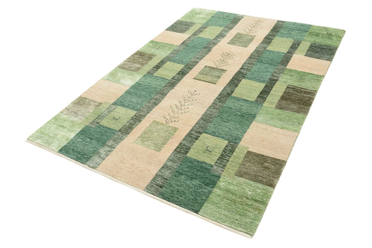 Alfombra Gabbeh - Loribaft Indus - 204 x 150 cm - verde