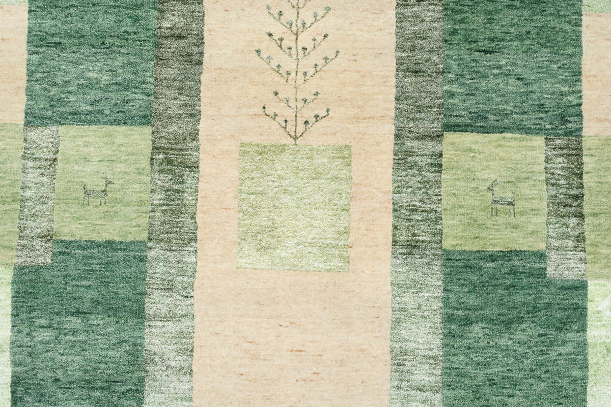 Alfombra Gabbeh - Loribaft Indus - 204 x 150 cm - verde