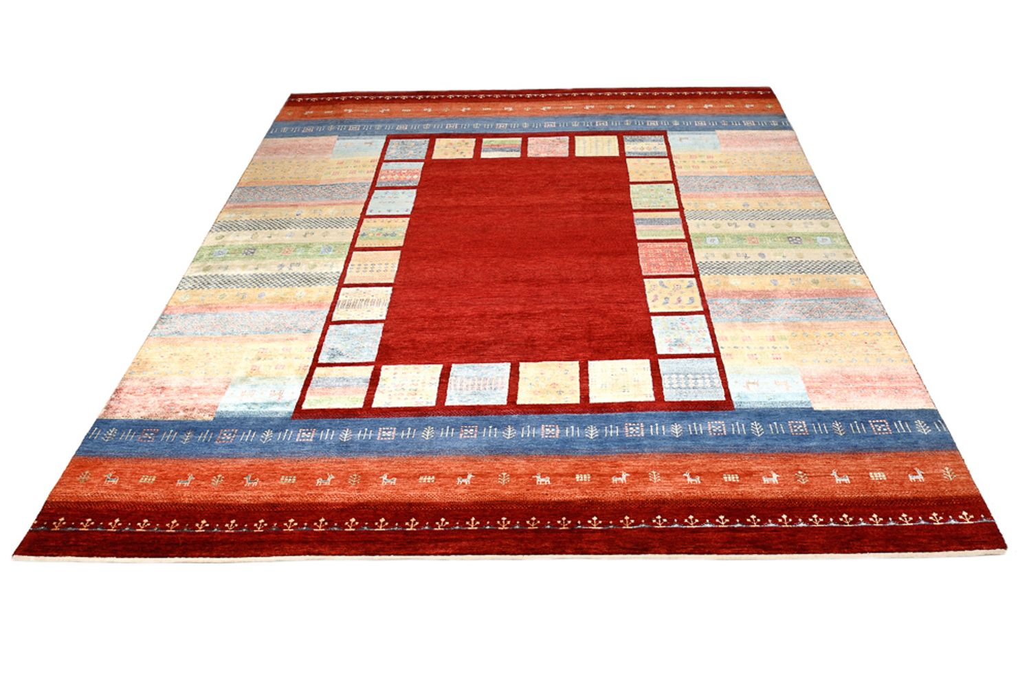 Alfombra Gabbeh - Loribaft Indus - 305 x 243 cm - rojo