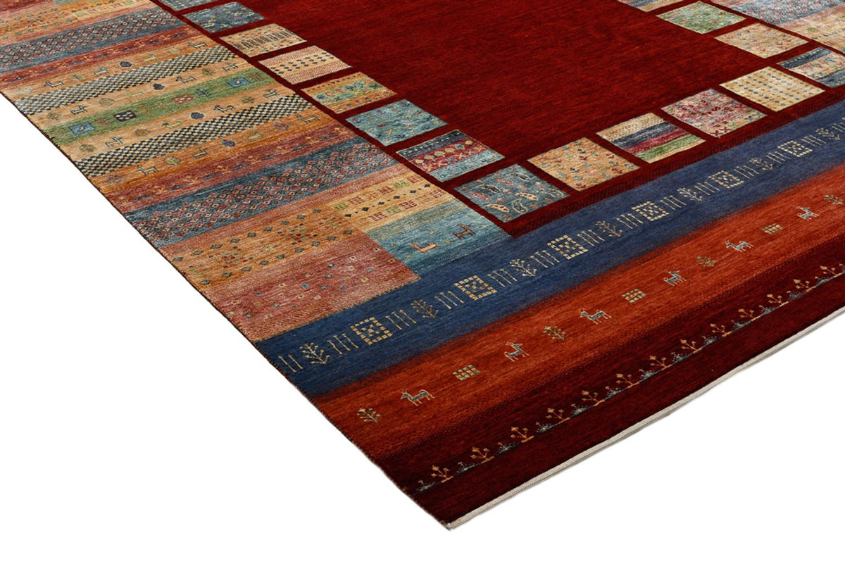 Alfombra Gabbeh - Loribaft Indus - 336 x 254 cm - rojo