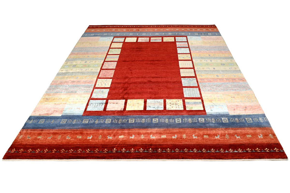 Alfombra Gabbeh - Loribaft Indus - 336 x 254 cm - rojo