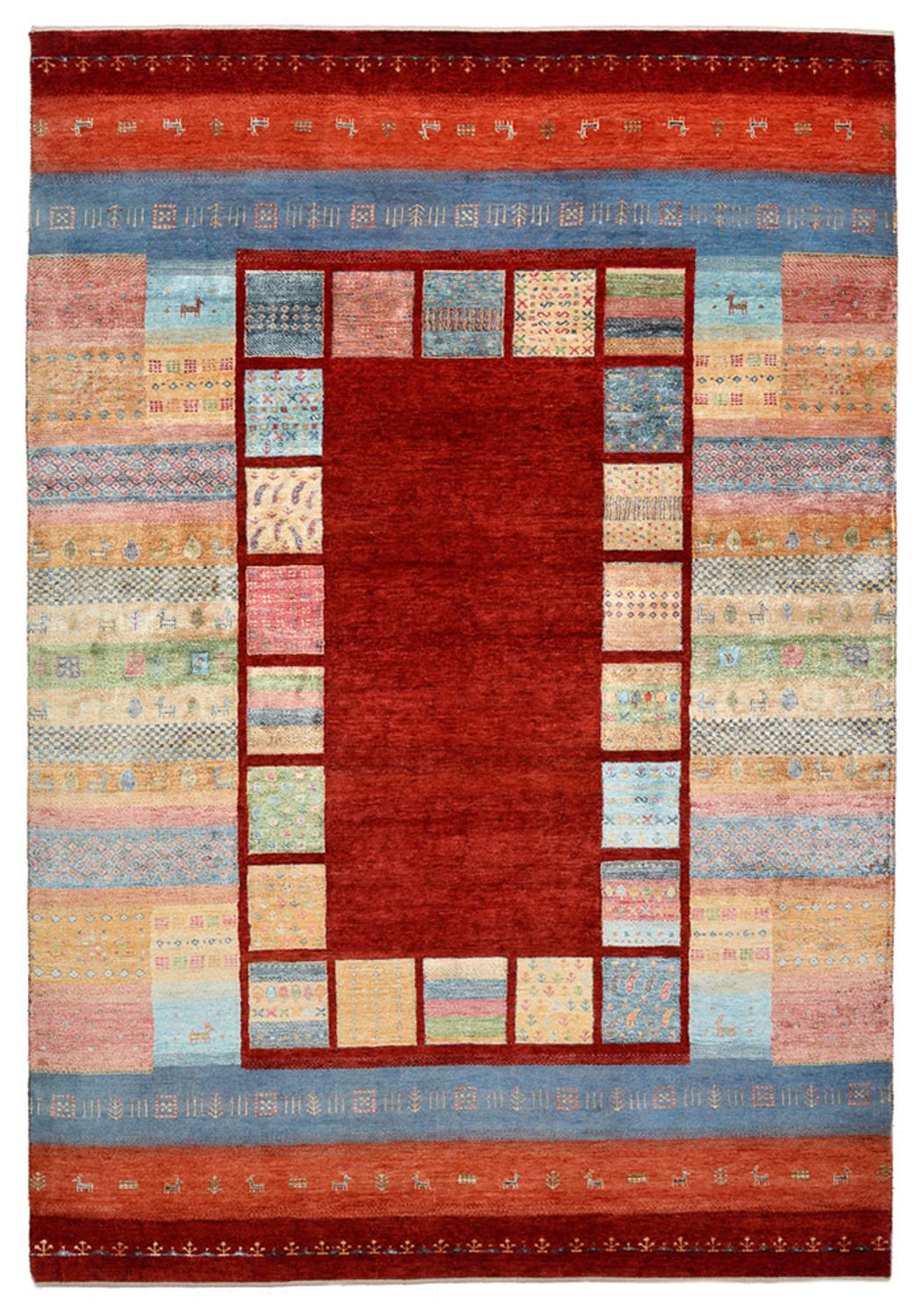 Alfombra Gabbeh - Loribaft Indus - 302 x 206 cm - rojo