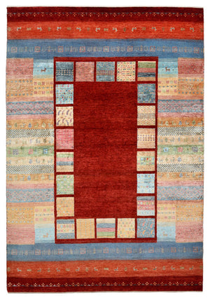Alfombra Gabbeh - Loribaft Indus - 302 x 206 cm - rojo