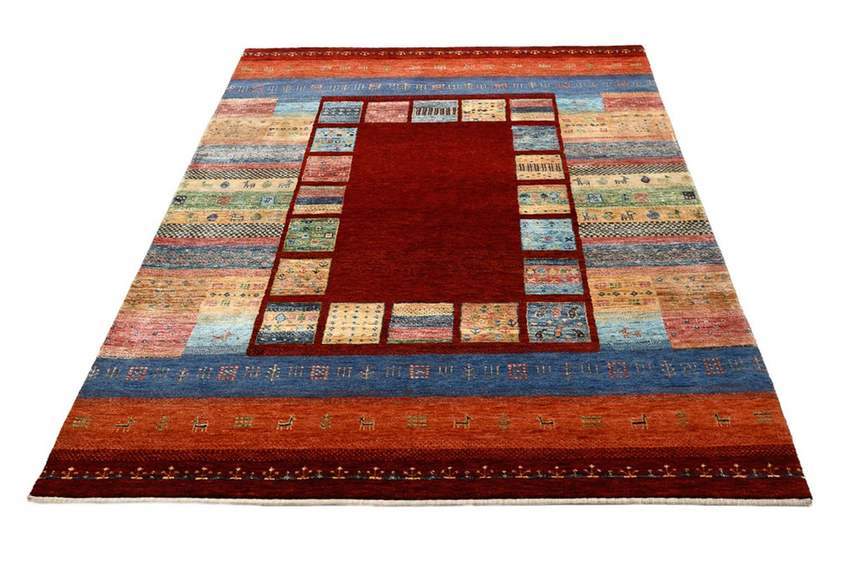 Alfombra Gabbeh - Loribaft Indus - 201 x 155 cm - rojo