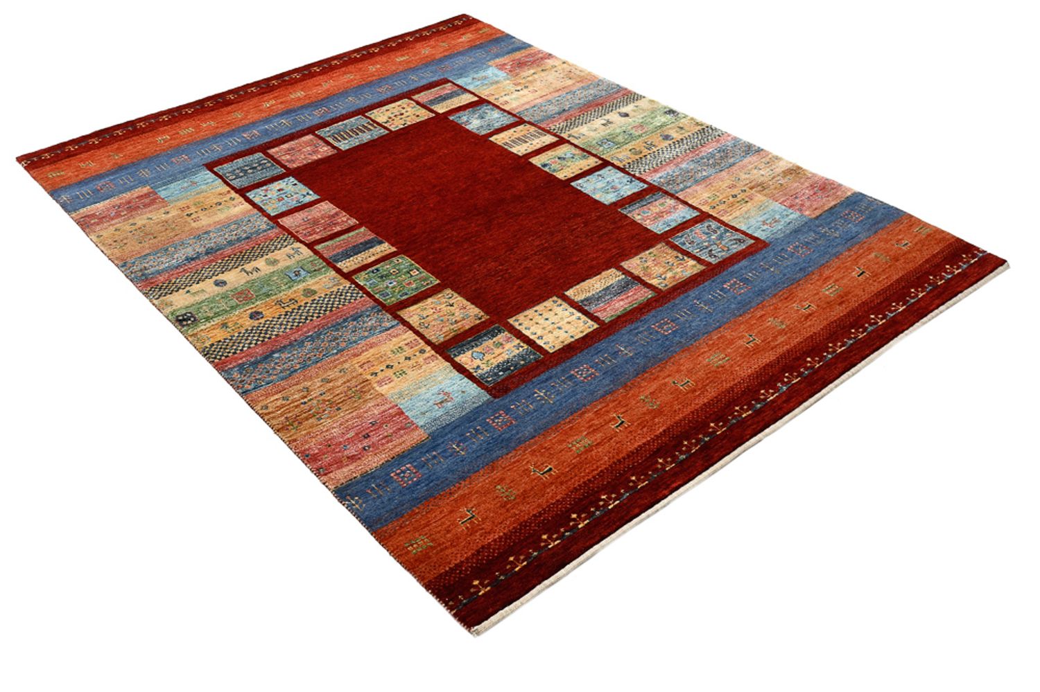 Alfombra Gabbeh - Loribaft Indus - 201 x 155 cm - rojo