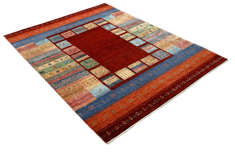 Alfombra Gabbeh - Loribaft Indus - 201 x 155 cm - rojo