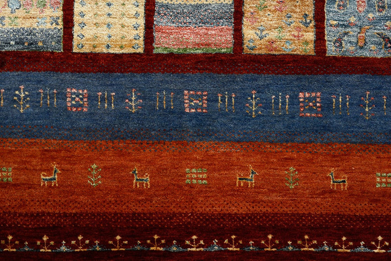 Alfombra Gabbeh - Loribaft Indus - 201 x 155 cm - rojo