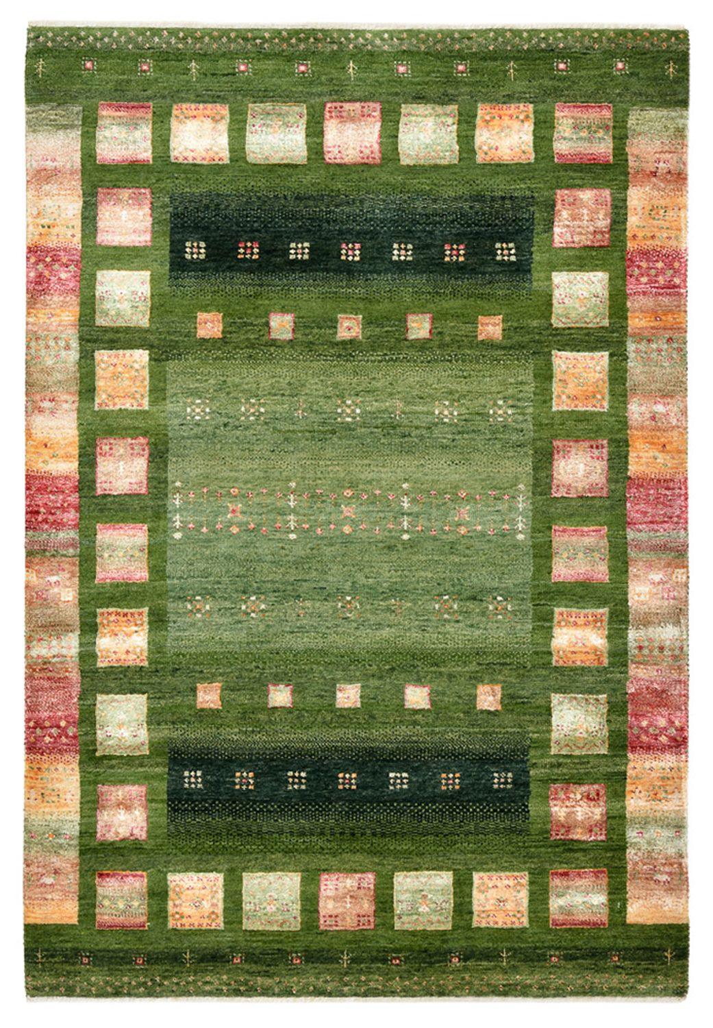 Alfombra Gabbeh - Loribaft Indus - 154 x 105 cm - verde