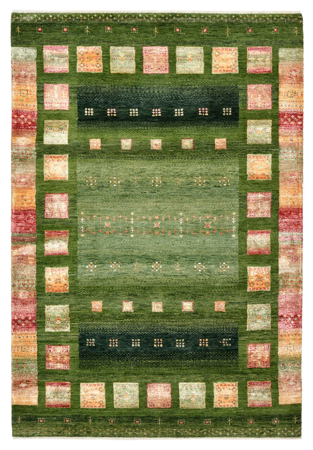 Alfombra Gabbeh - Loribaft Indus - 154 x 106 cm - verde
