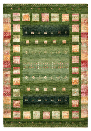 Alfombra Gabbeh - Loribaft Indus - 154 x 106 cm - verde