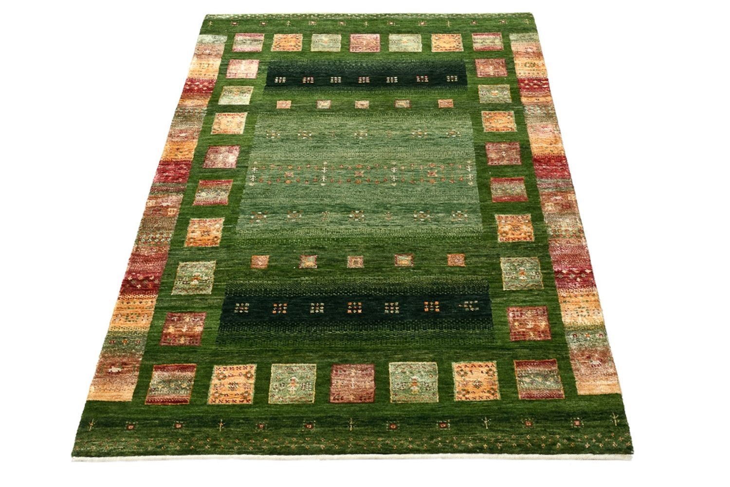 Alfombra Gabbeh - Loribaft Indus - 154 x 106 cm - verde