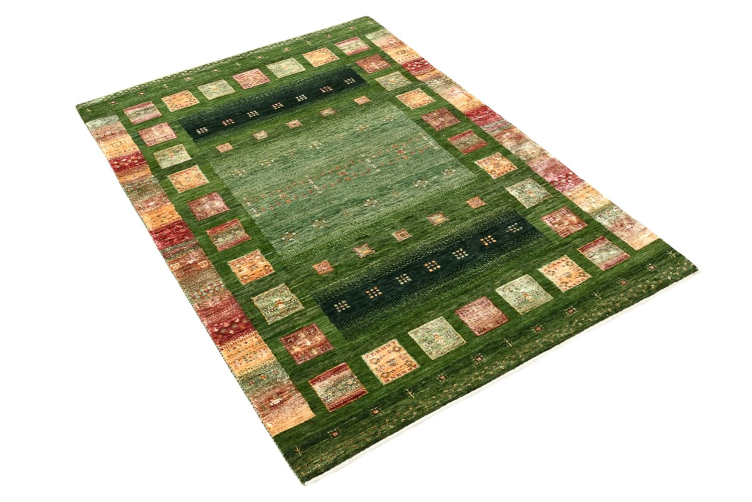 Alfombra Gabbeh - Loribaft Indus - 154 x 106 cm - verde