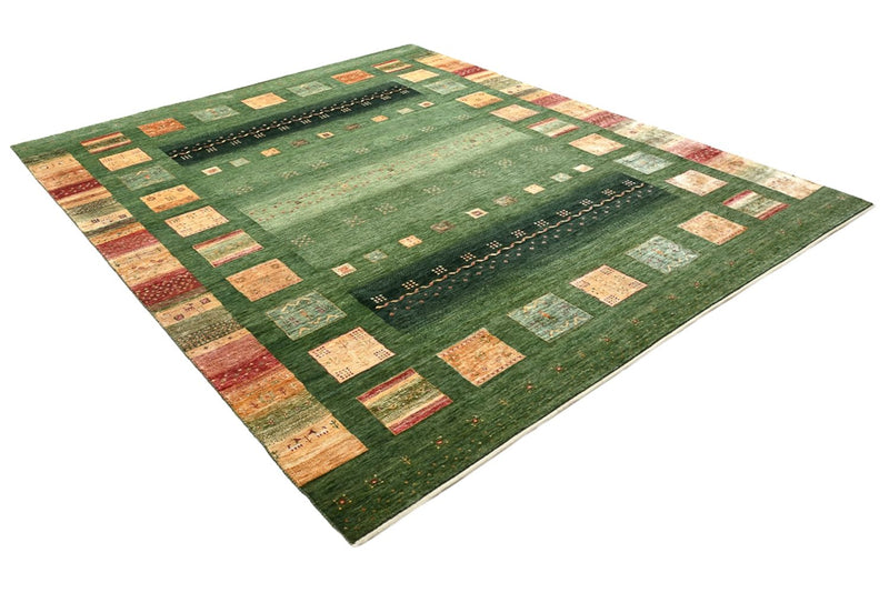 Alfombra Gabbeh - Loribaft Indus - 302 x 249 cm - verde