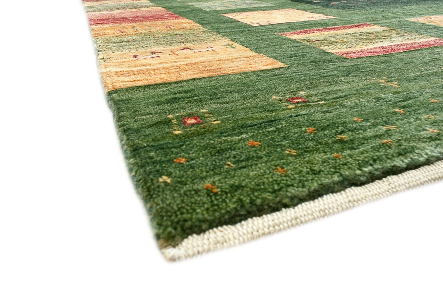 Alfombra Gabbeh - Loribaft Indus - 302 x 249 cm - verde