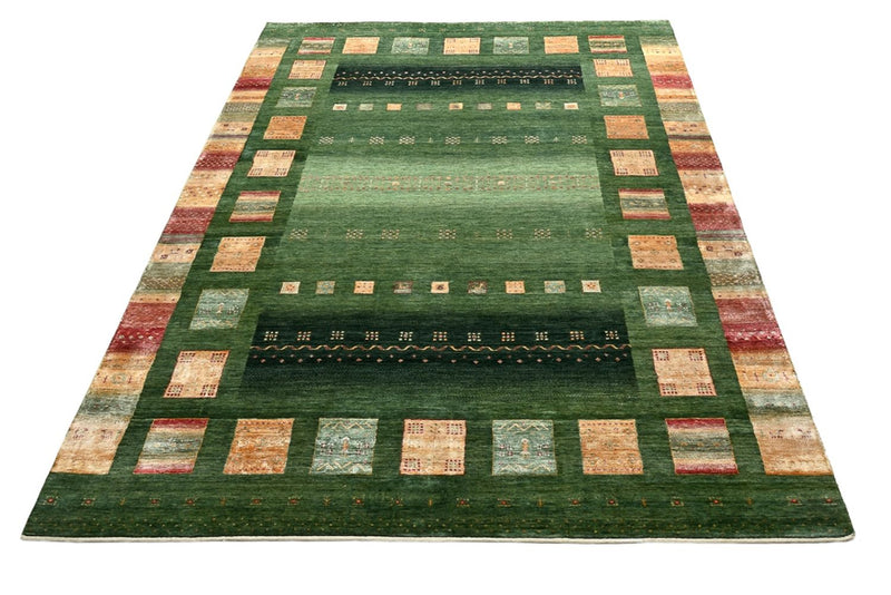 Alfombra Gabbeh - Loribaft Indus - 346 x 245 cm - verde