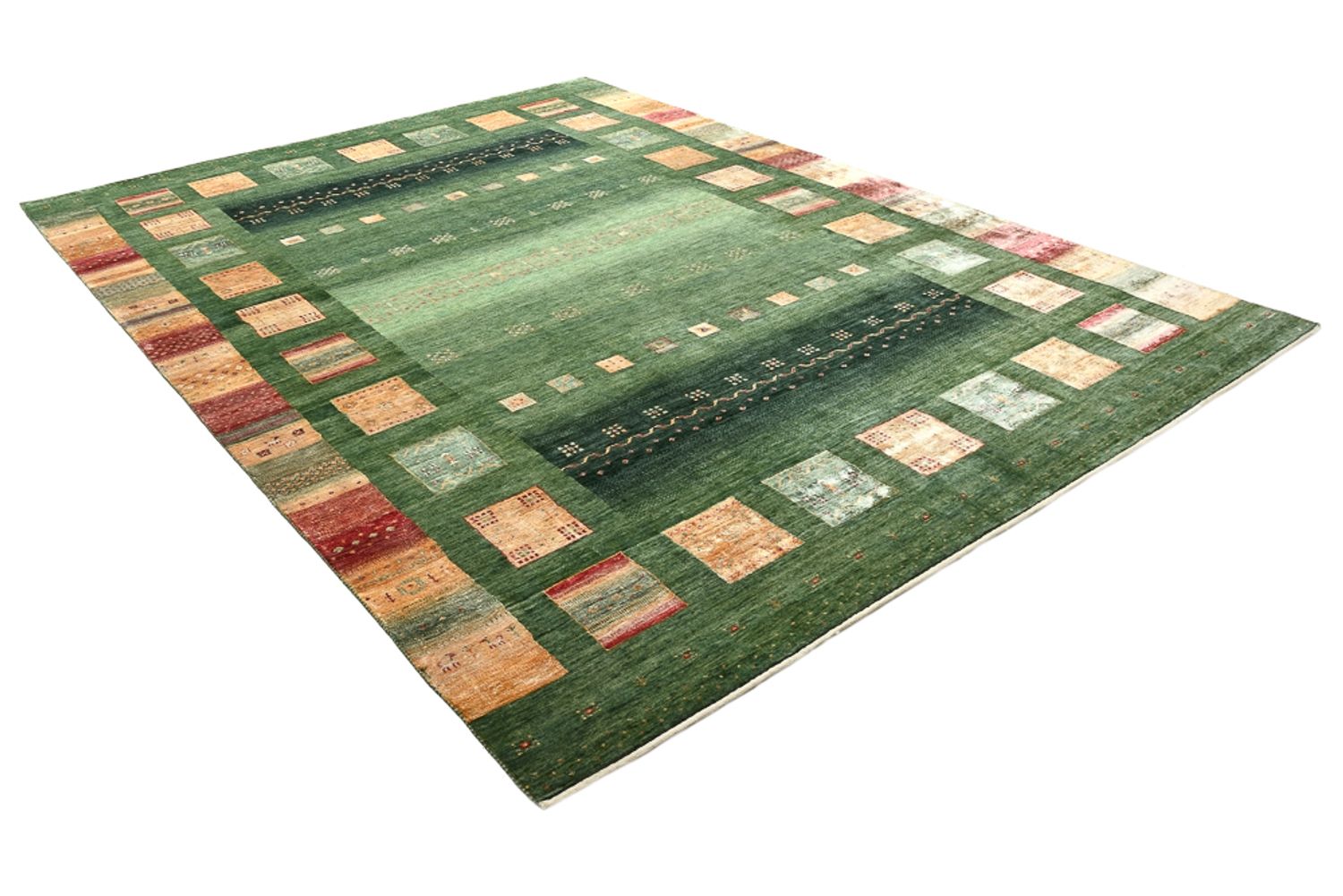 Alfombra Gabbeh - Loribaft Indus - 346 x 245 cm - verde