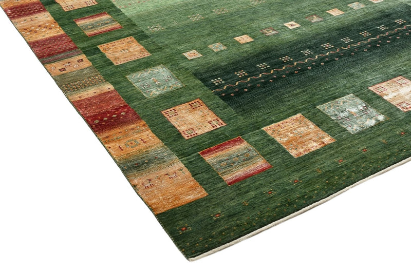 Alfombra Gabbeh - Loribaft Indus - 346 x 245 cm - verde