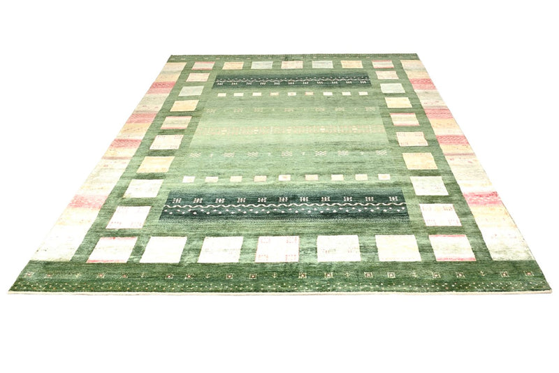 Alfombra Gabbeh - Loribaft Indus - 346 x 245 cm - verde