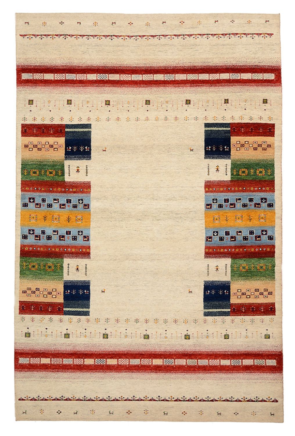 Alfombra Gabbeh - Loribaft Indus - 305 x 198 cm - beige claro