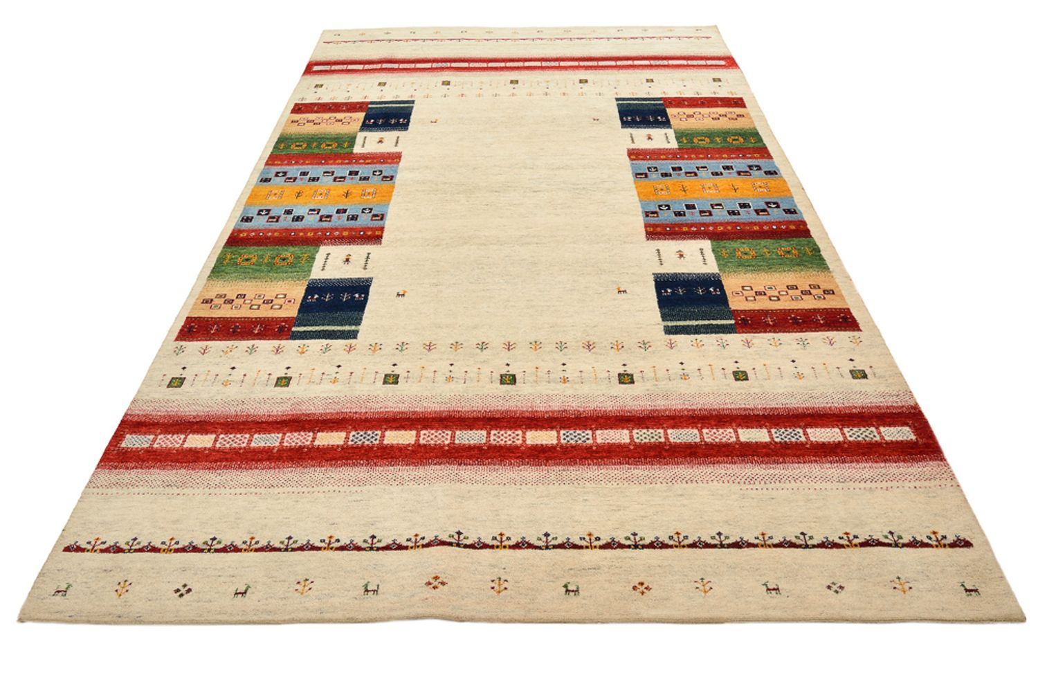 Alfombra Gabbeh - Loribaft Indus - 305 x 198 cm - beige claro