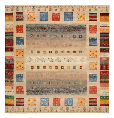 Alfombra Gabbeh - Loribaft Indus cuadrado  - 256 x 250 cm - beige claro