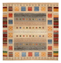 Alfombra Gabbeh - Loribaft Indus cuadrado  - 256 x 250 cm - beige claro