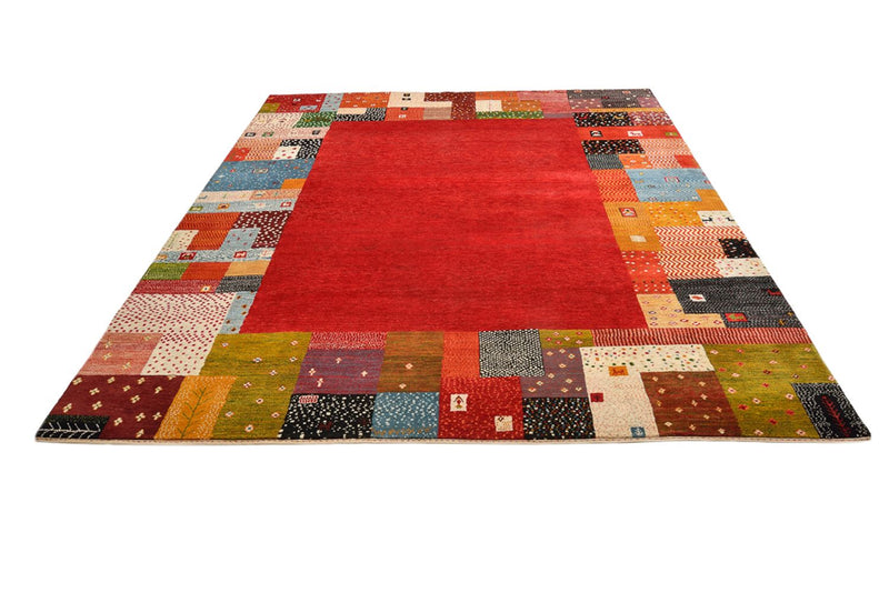Alfombra Gabbeh - Loribaft Indus - 294 x 247 cm - rojo