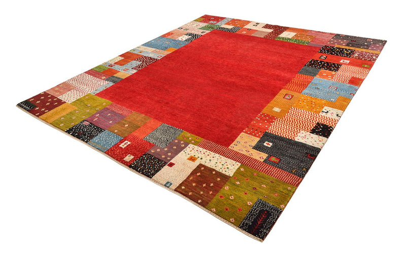 Alfombra Gabbeh - Loribaft Indus - 294 x 247 cm - rojo