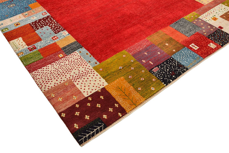 Alfombra Gabbeh - Loribaft Indus - 294 x 247 cm - rojo