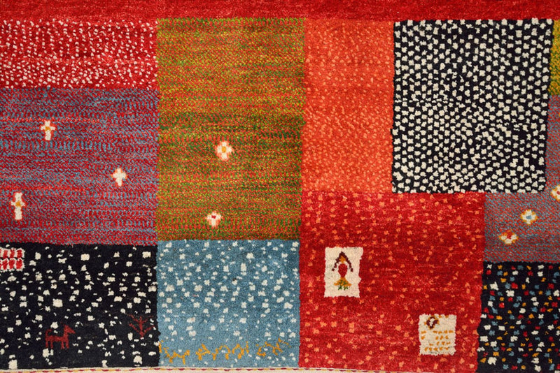 Alfombra Gabbeh - Loribaft Indus - 294 x 247 cm - rojo