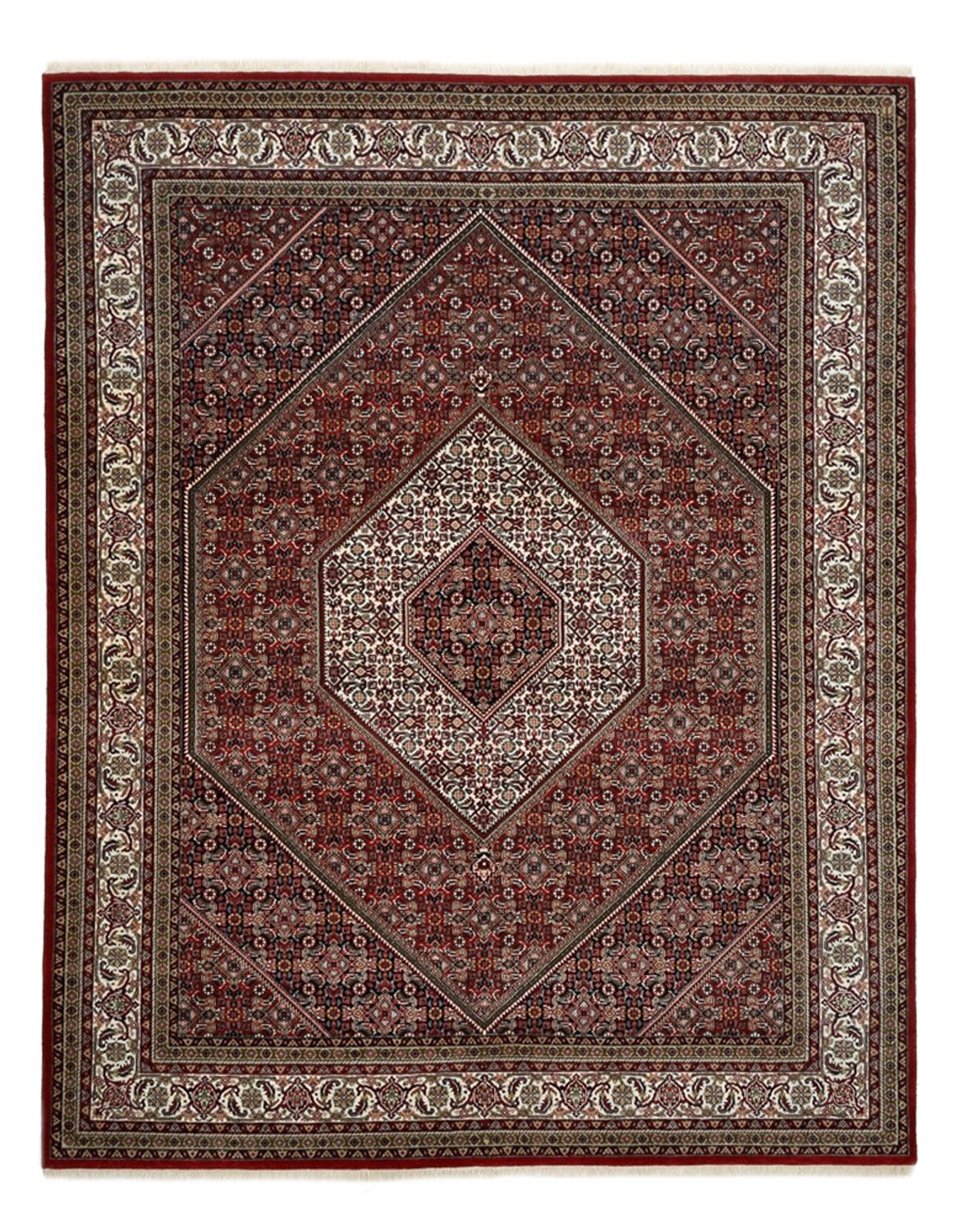 Alfombra persa - Bidjar - Real - 250 x 199 cm - rojo burdeos