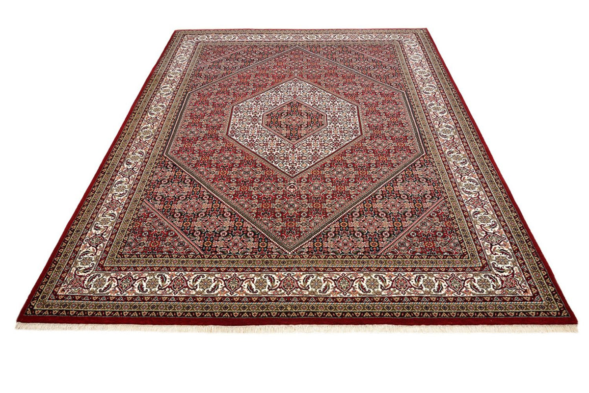 Alfombra persa - Bidjar - Real - 250 x 199 cm - rojo burdeos