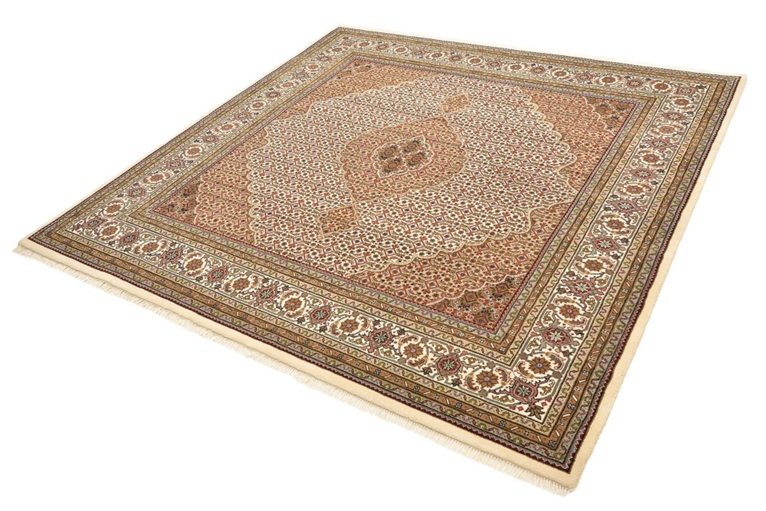 Alfombra oriental - Tabriz cuadrado  - 203 x 201 cm - beige oscuro