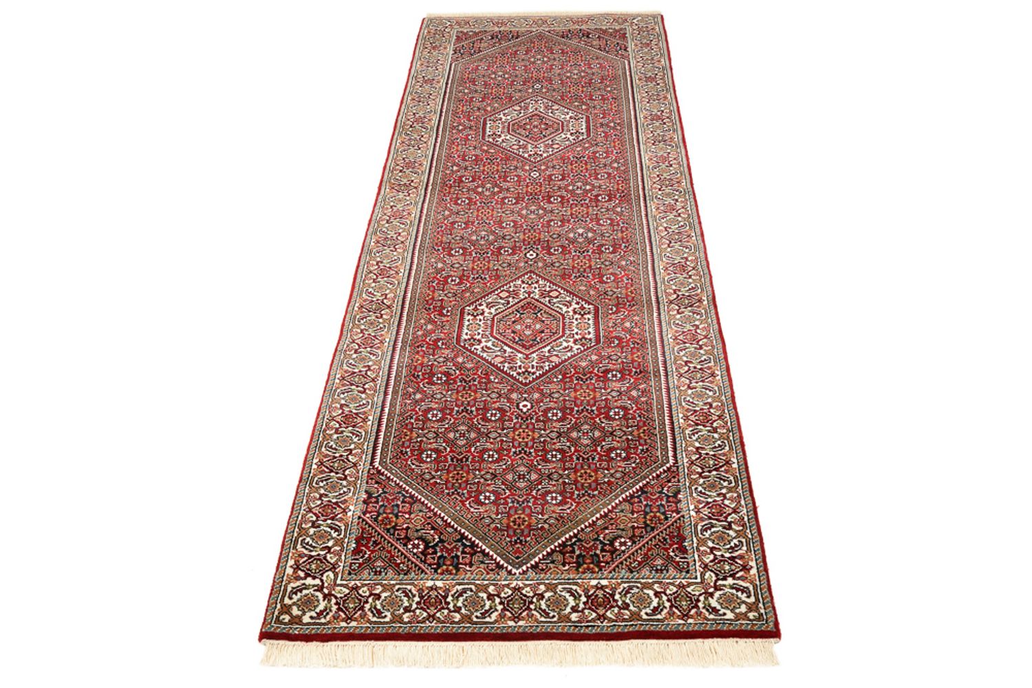 Alfombra de pasillo Alfombra persa - Bidjar - 245 x 79 cm - rojo burdeos