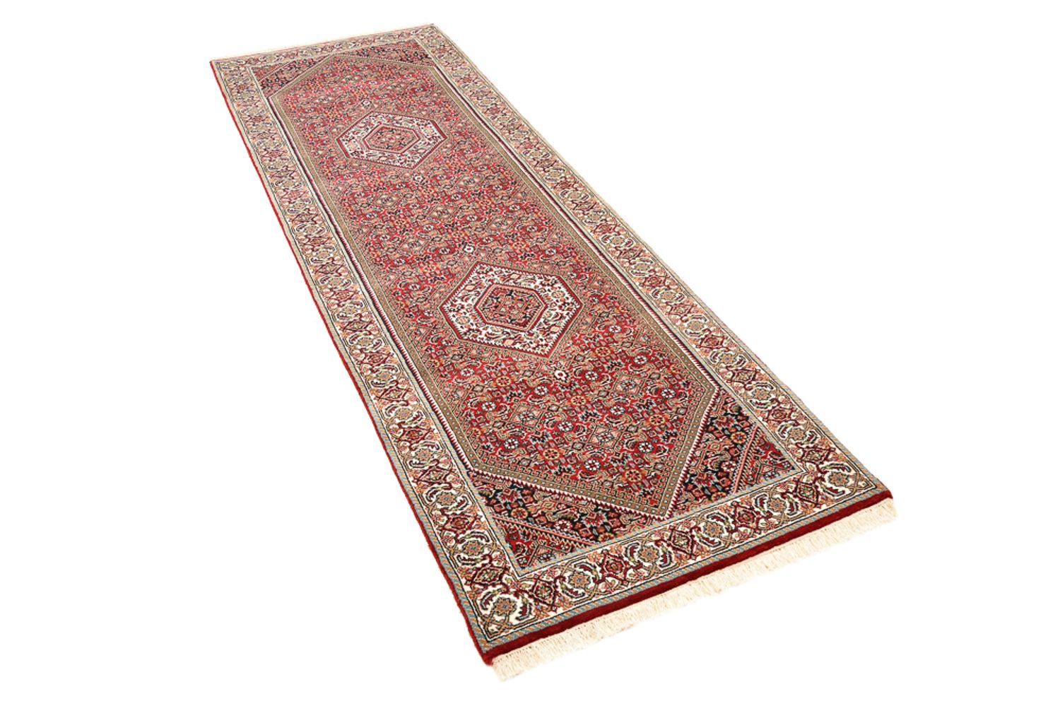 Alfombra de pasillo Alfombra persa - Bidjar - 246 x 79 cm - rojo burdeos