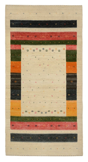 Alfombra de pasillo Alfombra Gabbeh - Loribaft Indus - 195 x 101 cm - beige claro
