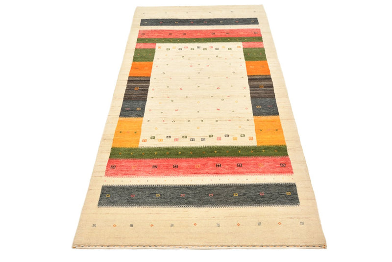 Alfombra de pasillo Alfombra Gabbeh - Loribaft Indus - 195 x 101 cm - beige claro