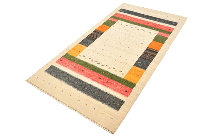 Alfombra de pasillo Alfombra Gabbeh - Loribaft Indus - 195 x 101 cm - beige claro