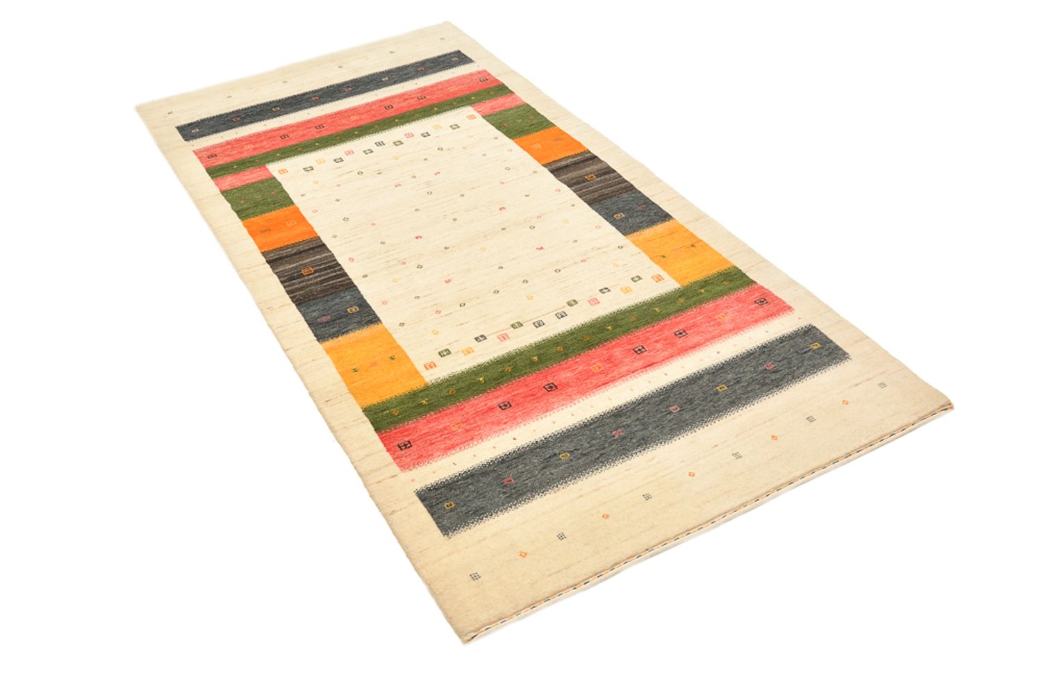 Alfombra de pasillo Alfombra Gabbeh - Loribaft Indus - 195 x 101 cm - beige claro