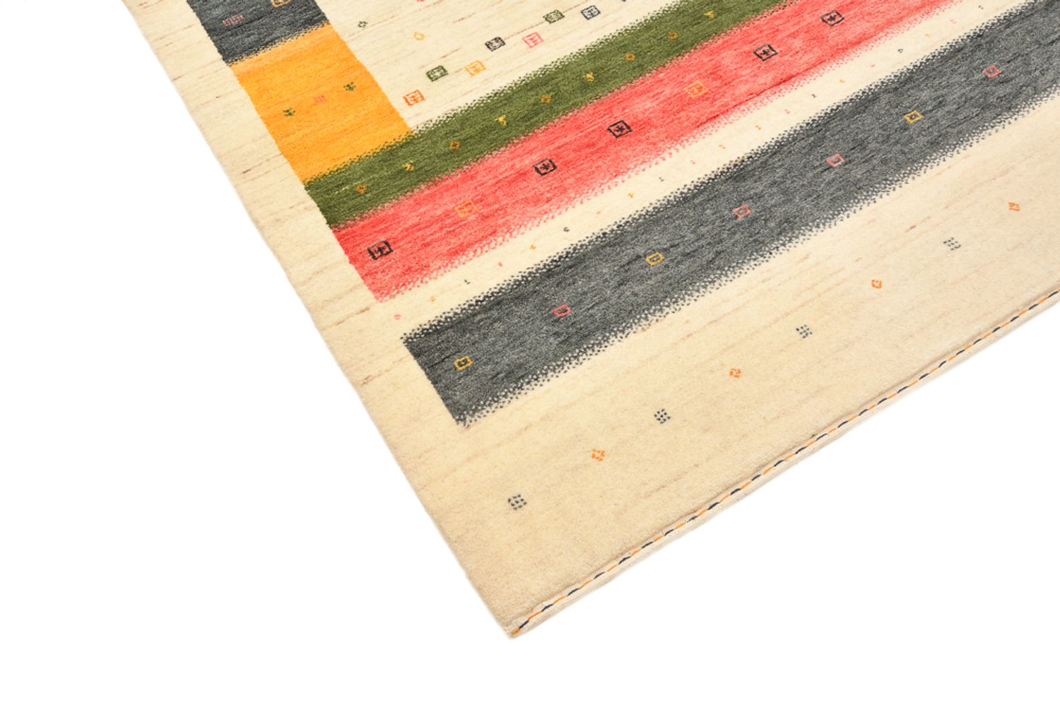 Alfombra de pasillo Alfombra Gabbeh - Loribaft Indus - 195 x 101 cm - beige claro