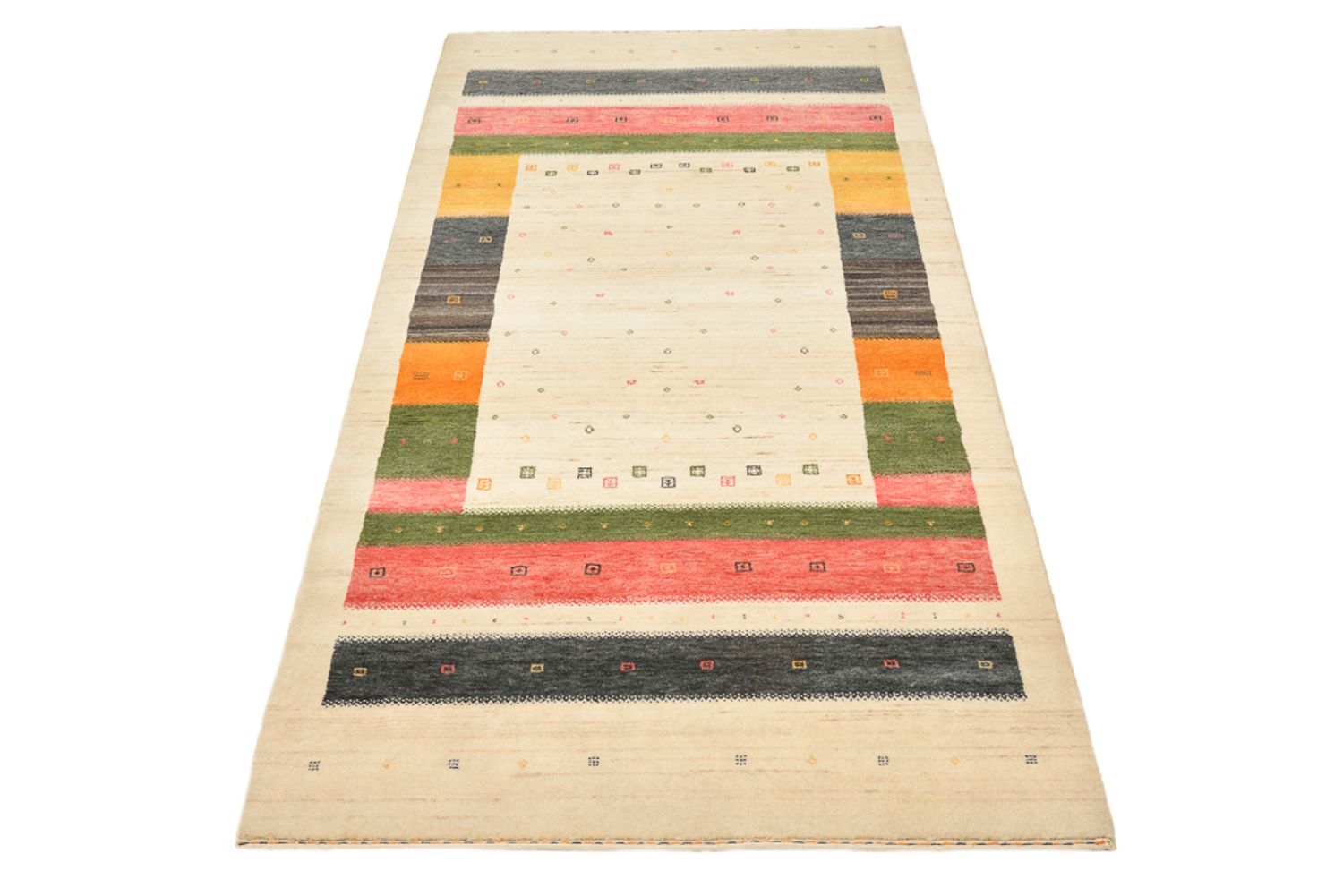 Alfombra de pasillo Alfombra Gabbeh - Loribaft Indus - 195 x 101 cm - beige claro