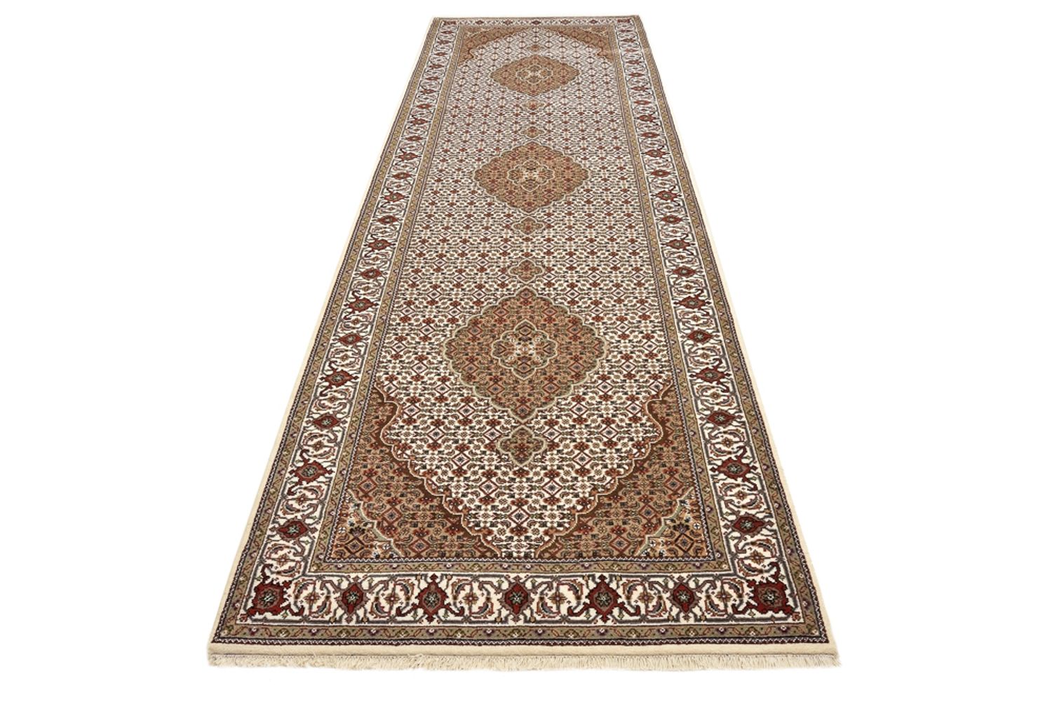 Alfombra de pasillo Alfombra oriental - Tabriz - 372 x 121 cm - beige claro