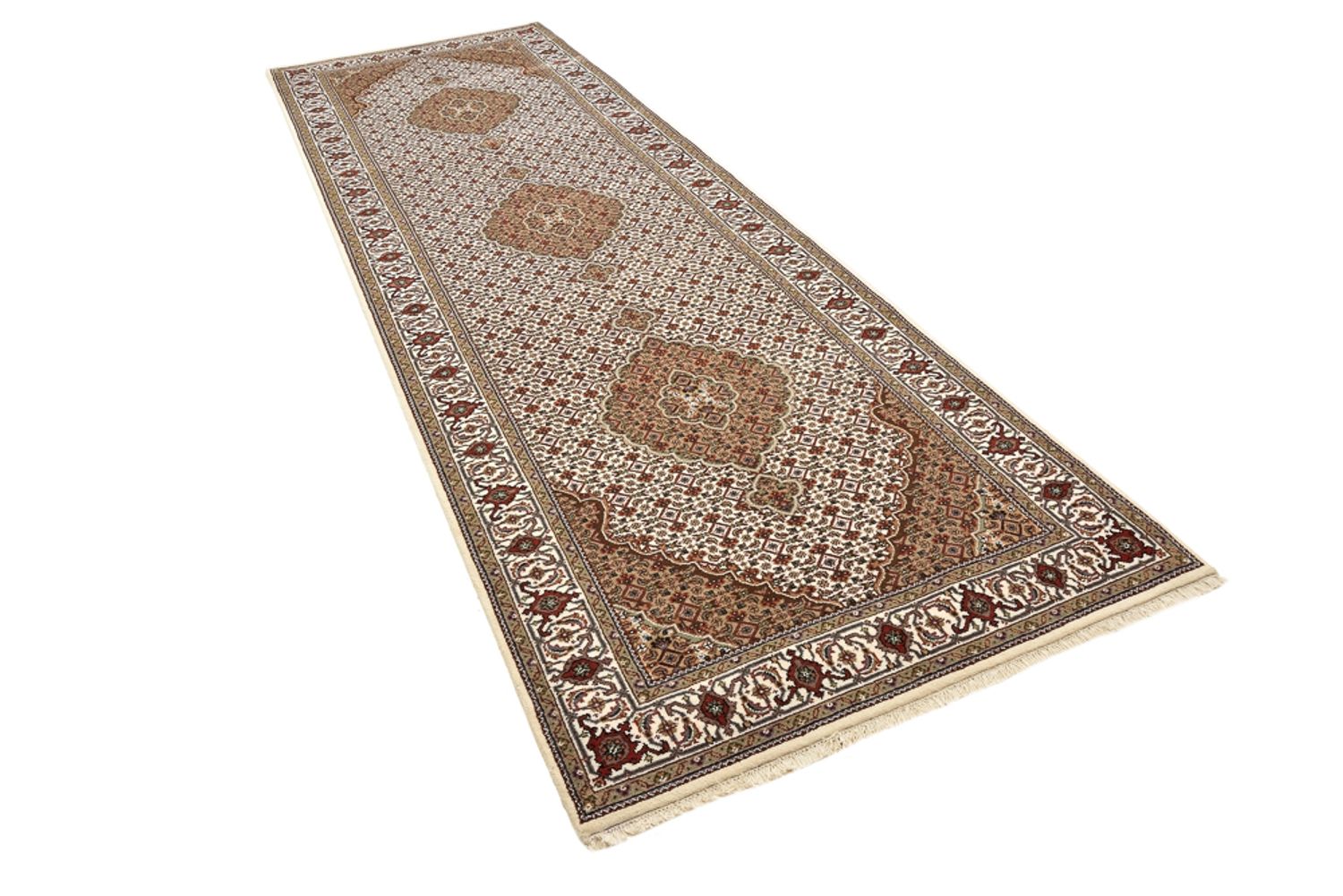 Alfombra de pasillo Alfombra oriental - Tabriz - 372 x 121 cm - beige claro