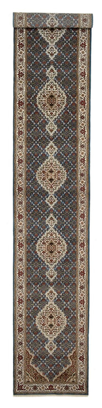 Alfombra de pasillo Alfombra oriental - Tabriz - 454 x 79 cm - azul oscuro