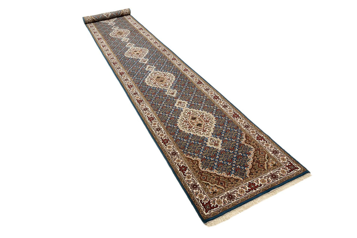 Alfombra de pasillo Alfombra oriental - Tabriz - 454 x 79 cm - azul oscuro