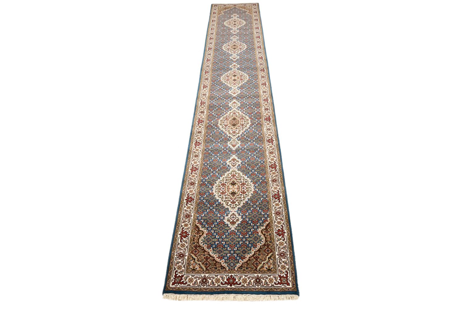 Alfombra de pasillo Alfombra oriental - Tabriz - 454 x 79 cm - azul oscuro