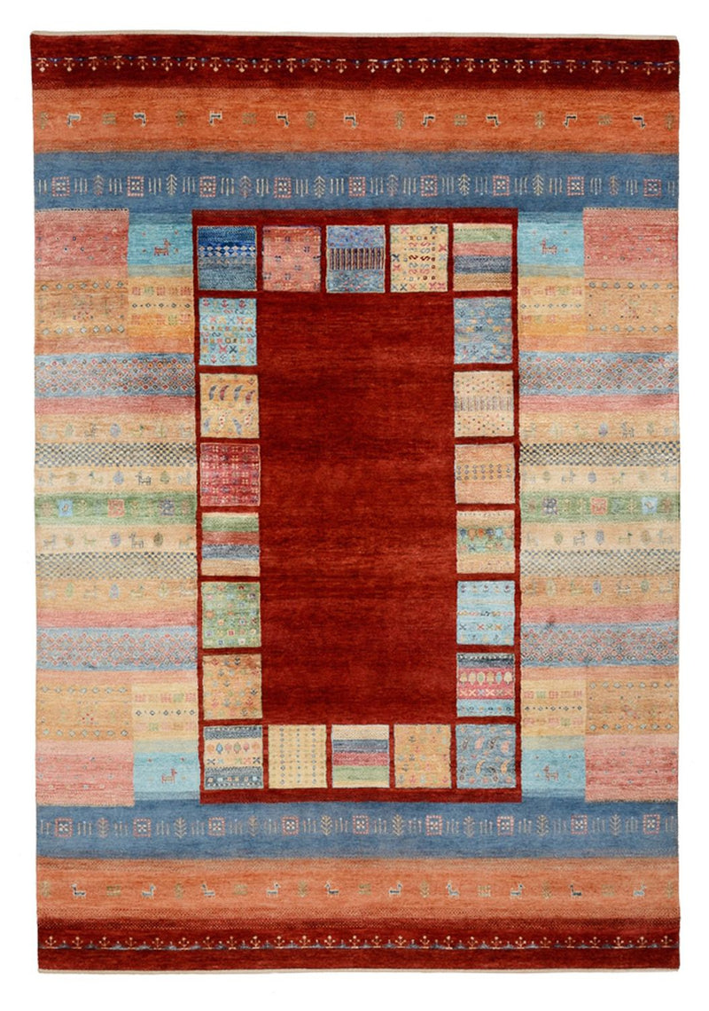 Alfombra Gabbeh - Loribaft Indus - 299 x 203 cm - rojo