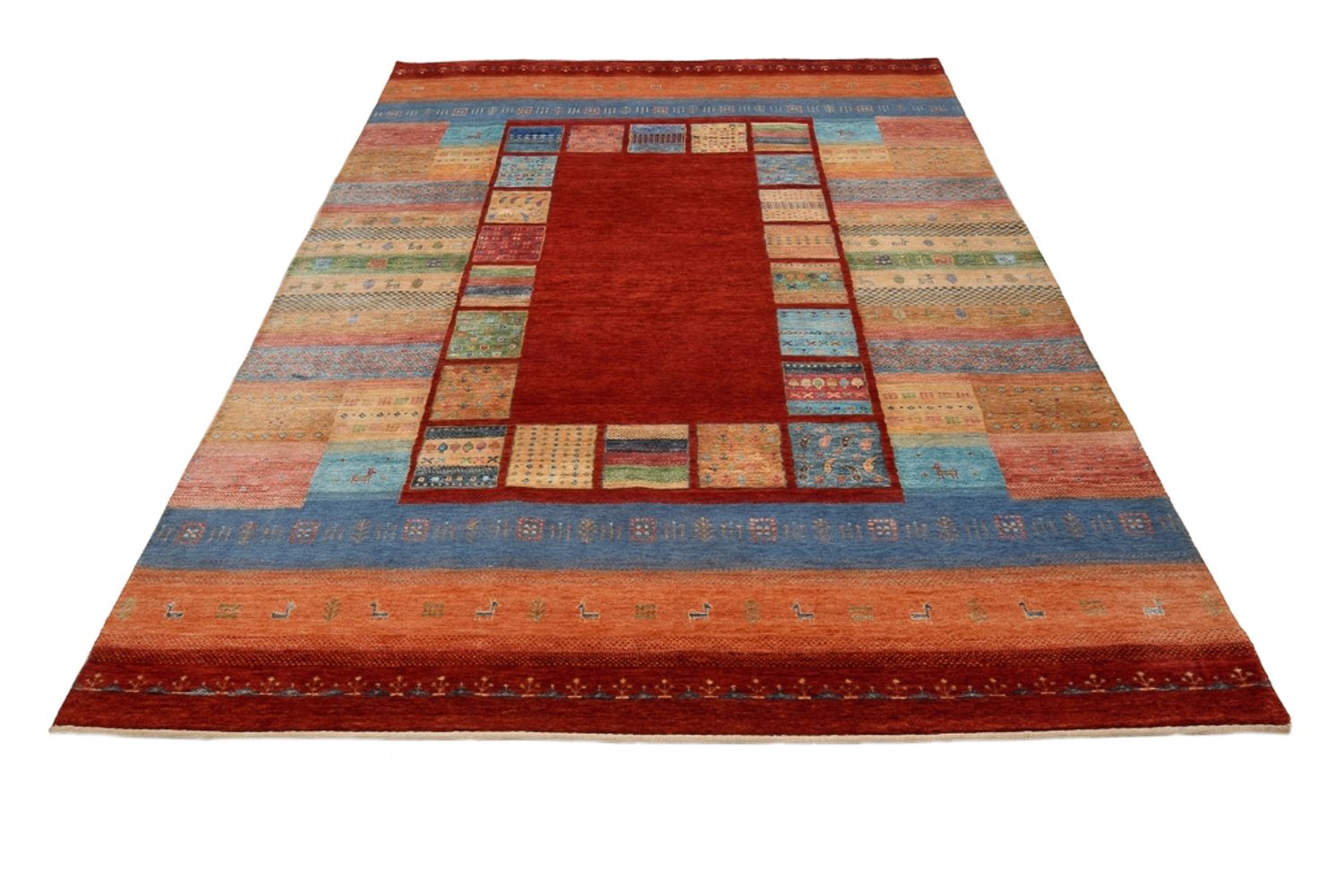 Alfombra Gabbeh - Loribaft Indus - 299 x 203 cm - rojo
